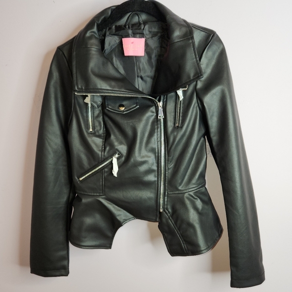 AZALEA WANG Women's Faux Leather Stand Collar Moto Biker Jacket Outwear, Black - Picture 11 of 15